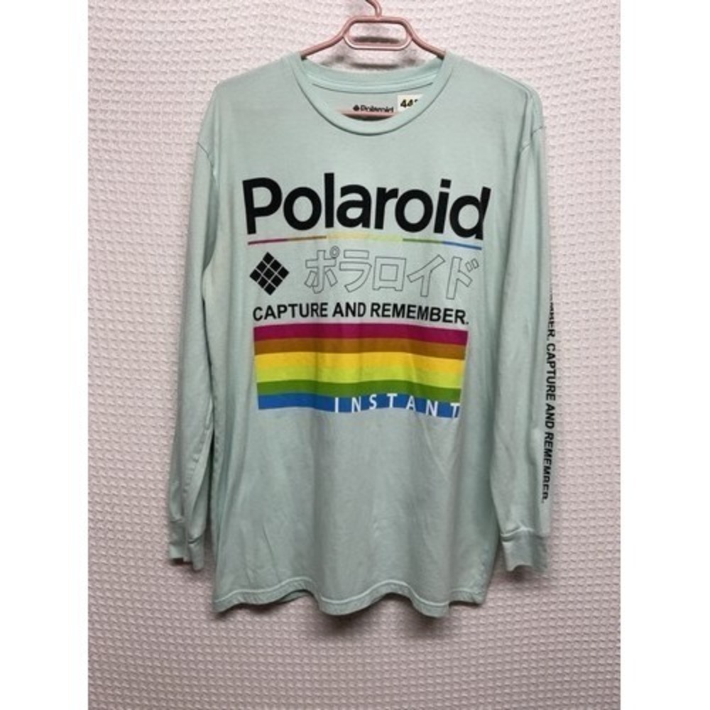 VTG Polaroid Blue Create & Remember Instant Rainbow Long Sleeve T-Shirt Men L Ch